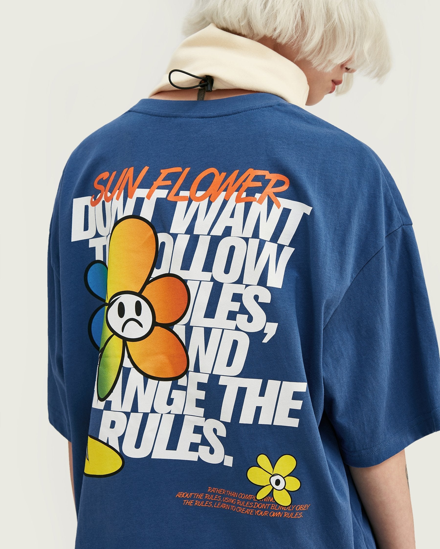 T-shirt fleur - Bleu