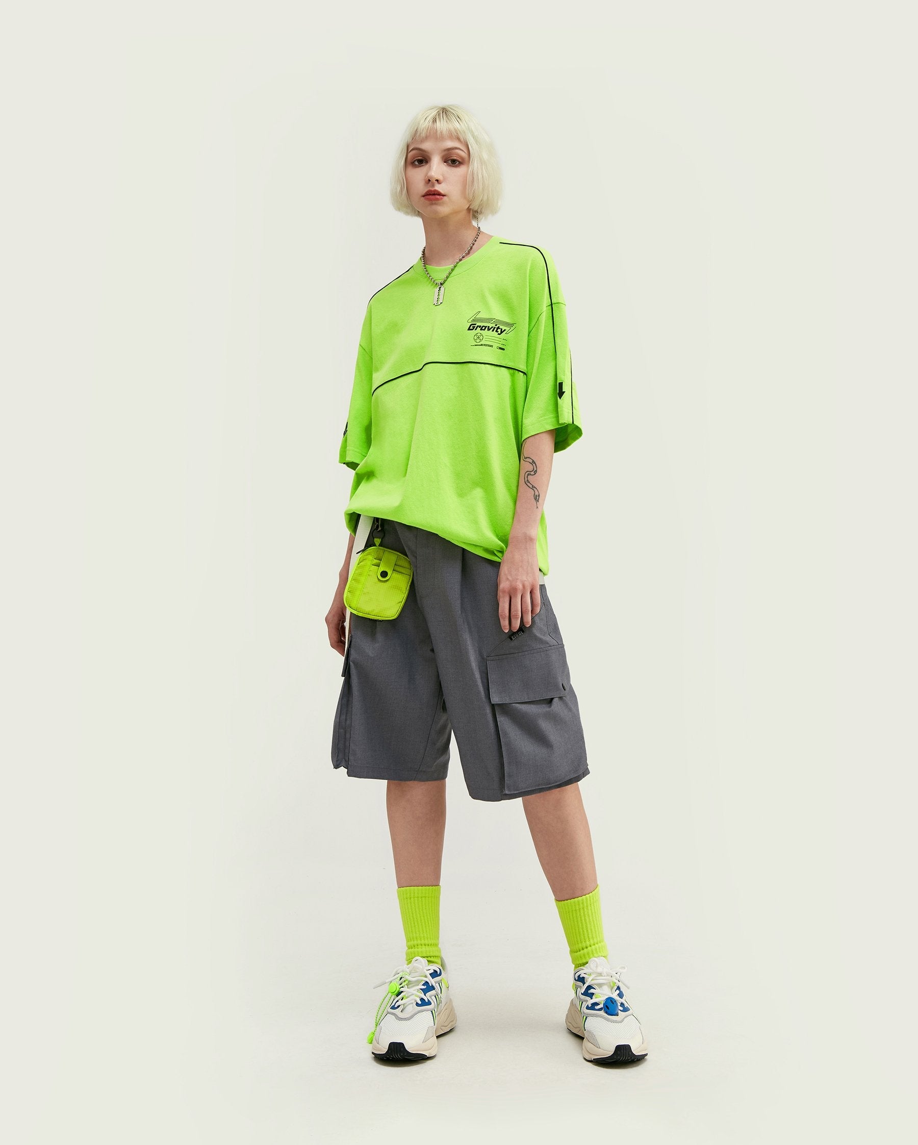 T-shirt oversize avec logo en relief - Vert