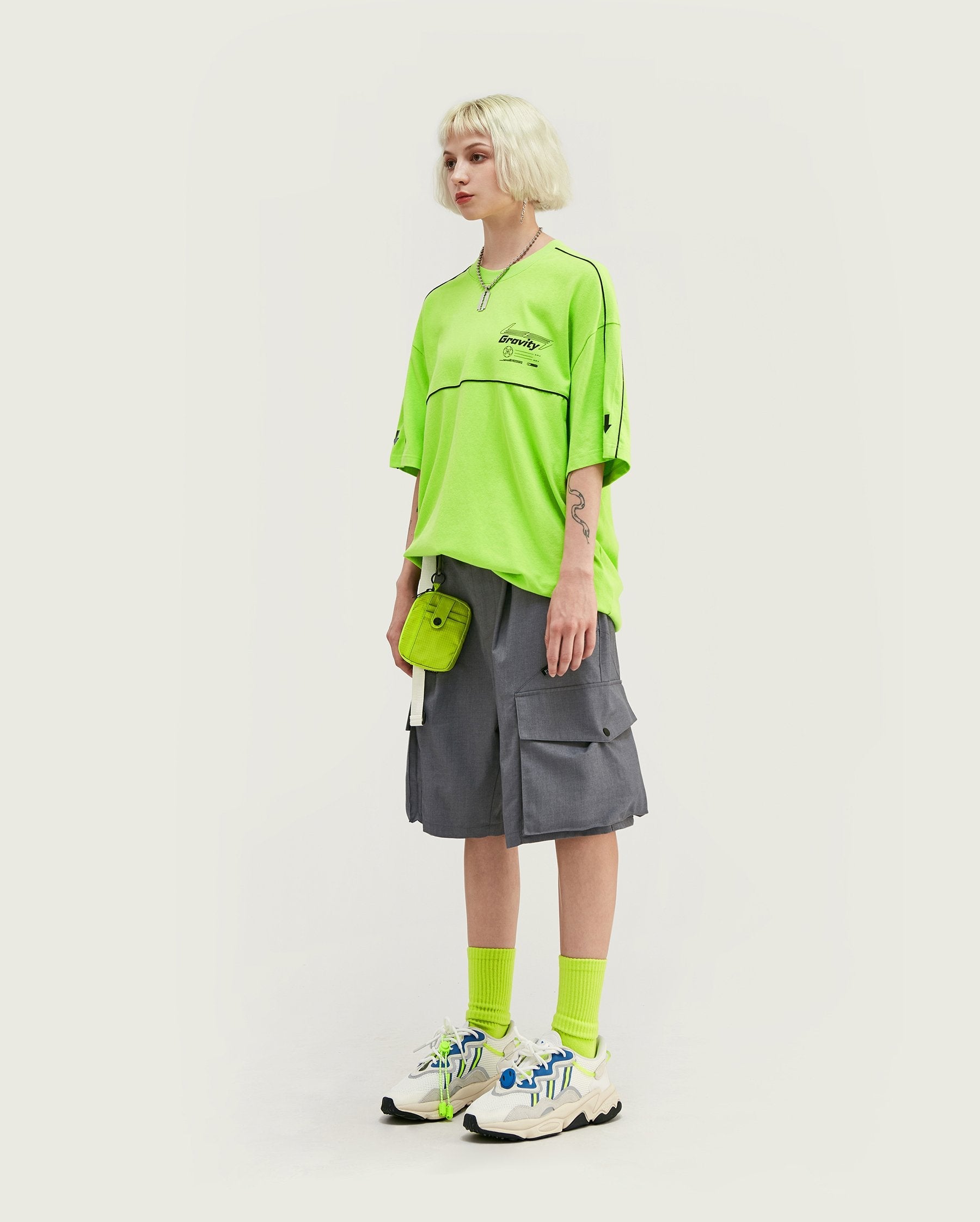 T-shirt oversize avec logo en relief - Vert