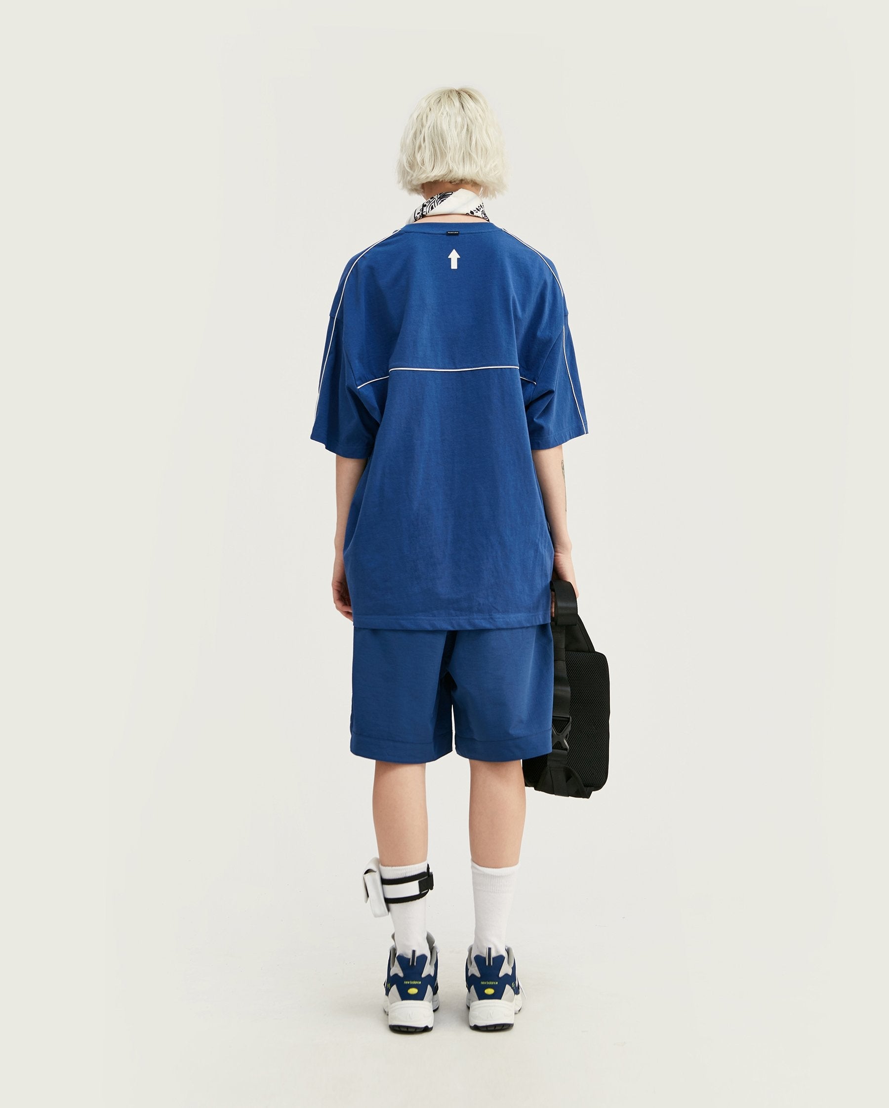 T-shirt oversize avec logo en relief - Bleu