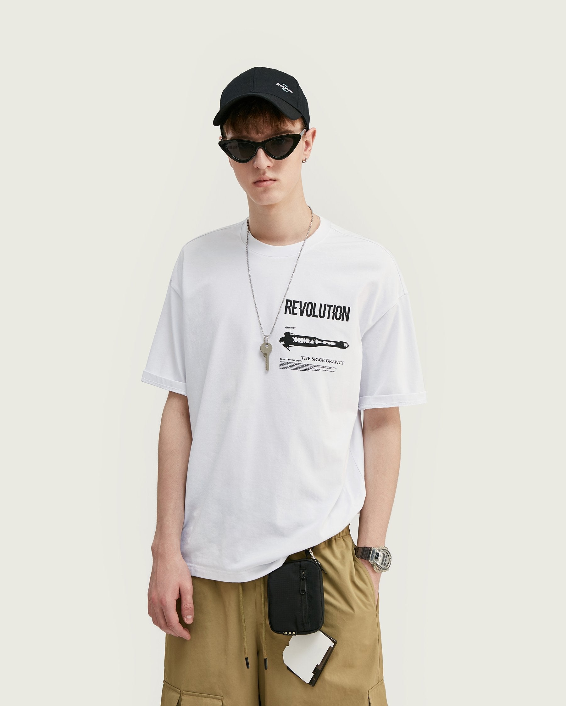 T-shirt Streetwear oversize à imprimé - Blanc
