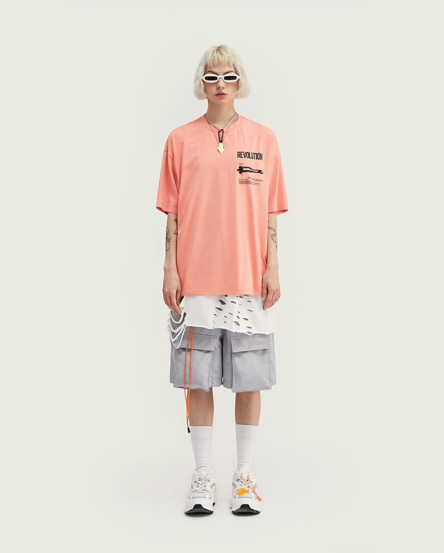 T-shirt Streetwear oversize à imprimé - Rose