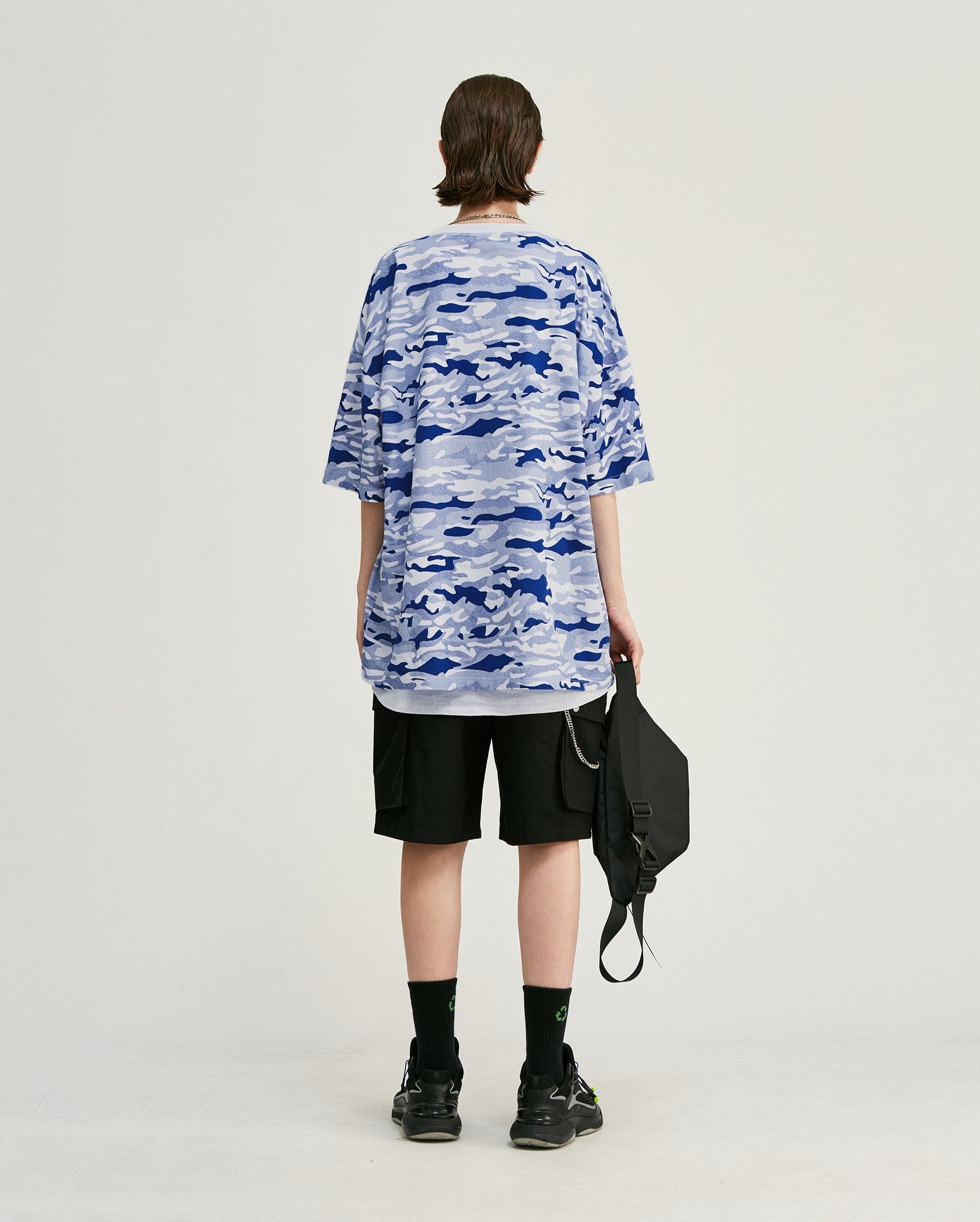 T-shirt Streetwear à effet camouflage - Bleu