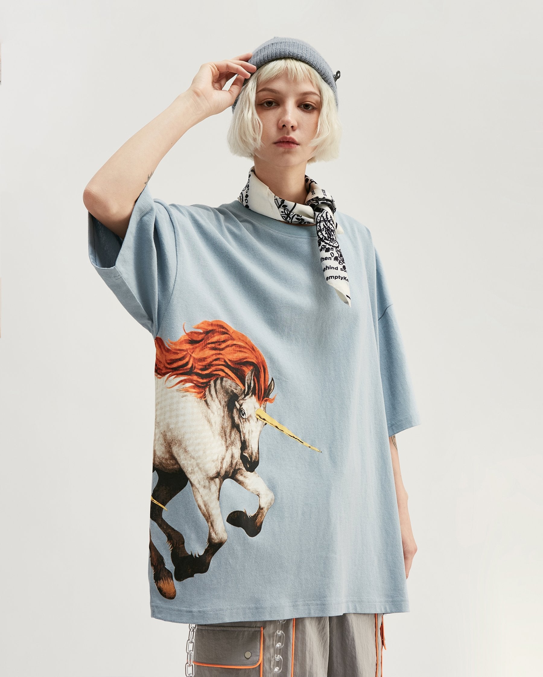 T-shirt Streetwear à logo licorne - Bleu